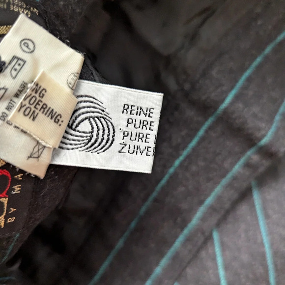 Vintage Escada Charcoal Grey Cashmere Wool Skirt Teal Pinstripe Size 36 - Picture 6 of 16